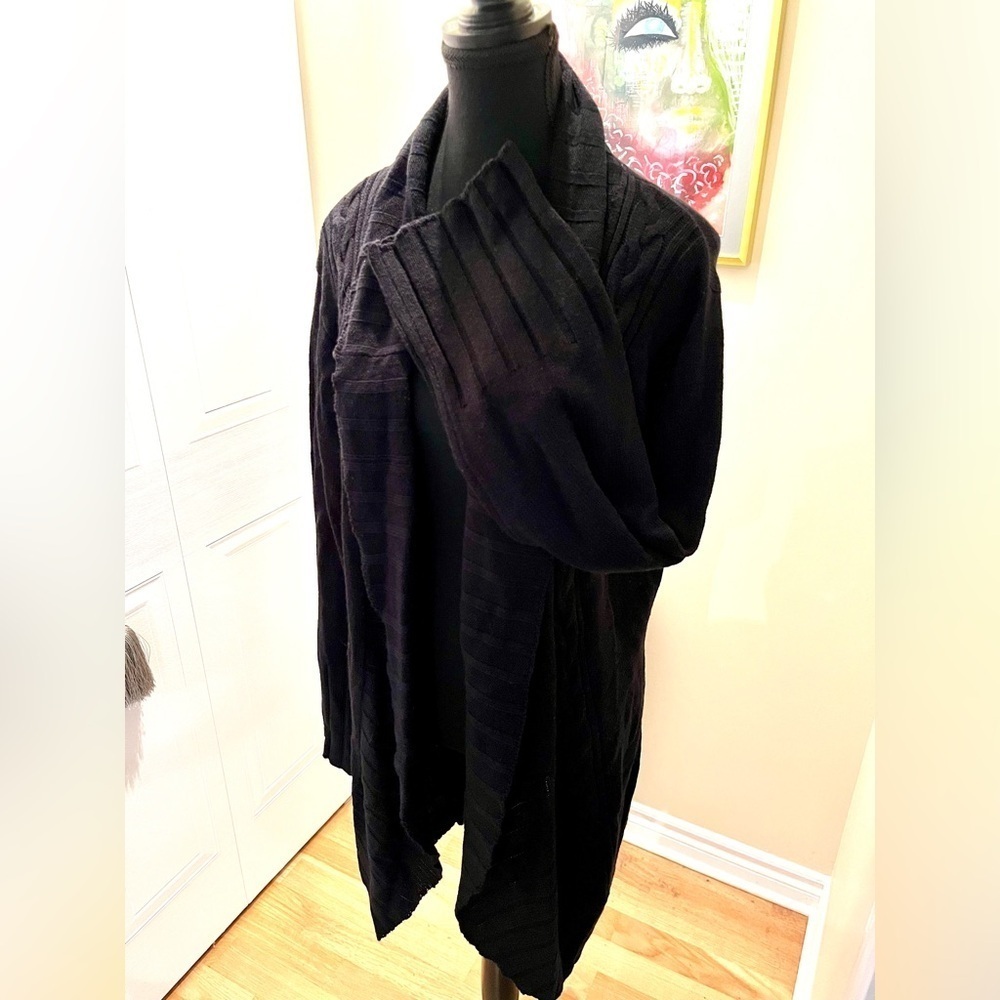 ✅Coco & Capers black knit open cardigan w/pattern 🧶🖤🖤🖤 - Picture 4 of 5